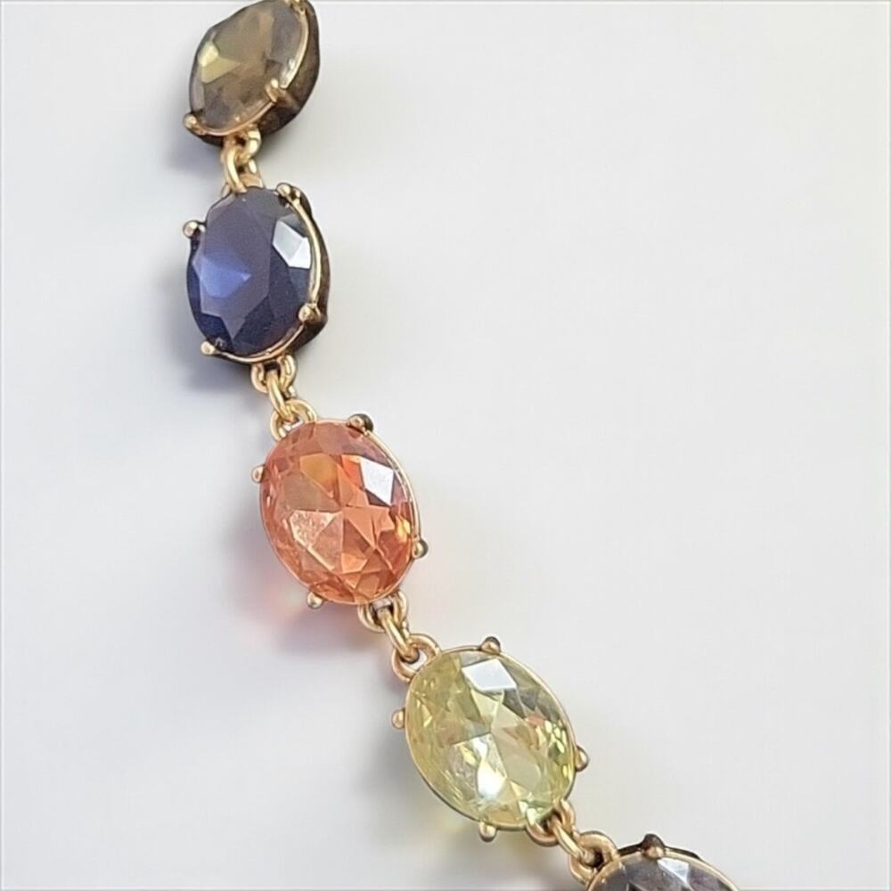 Vintage Ann Taylor Dragonfly Necklace Gold Tone Multi Facet Jewel Tone Statement - Picture 4 of 8